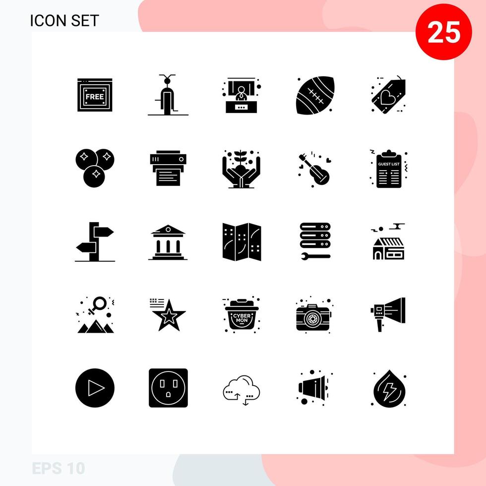 conjunto de 25 iconos modernos de ui símbolos signos para vehículos favoritos de acción de gracias rugby fútbol americano elementos de diseño vectorial editables vector