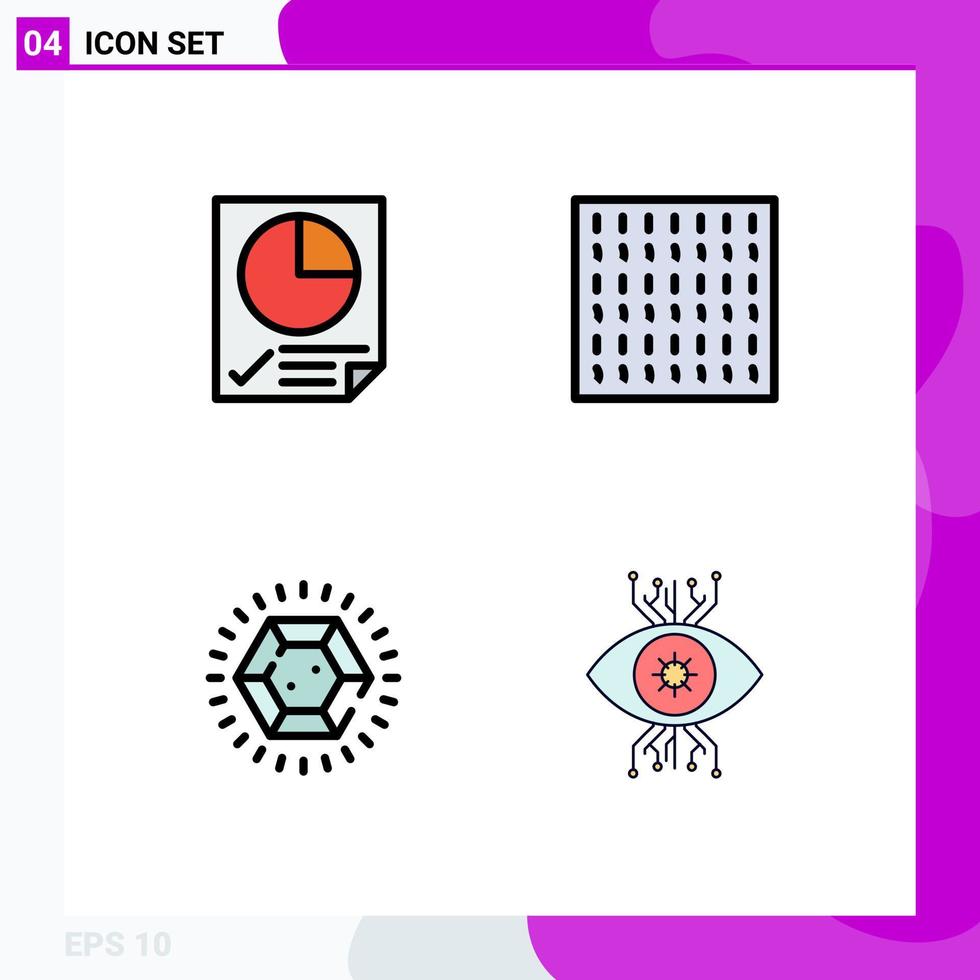 Set of 4 Modern UI Icons Symbols Signs for data ring report weather infrastructure Editable Vector Design Elements