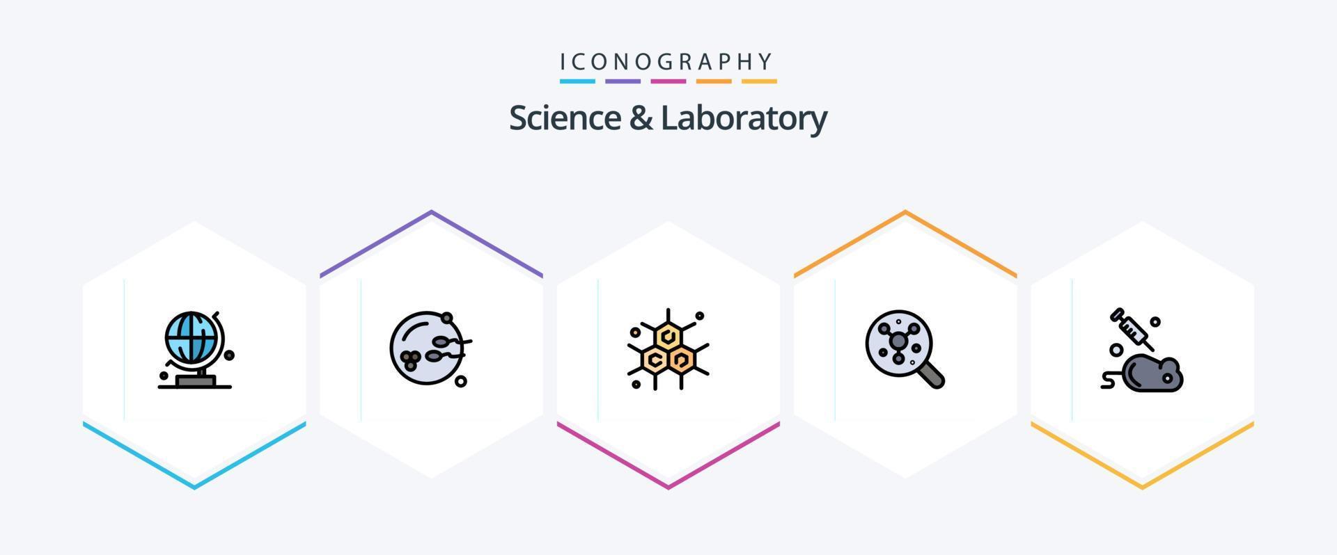 Science 25 FilledLine icon pack including science. laboratory. molecular. experiment. molecule vector