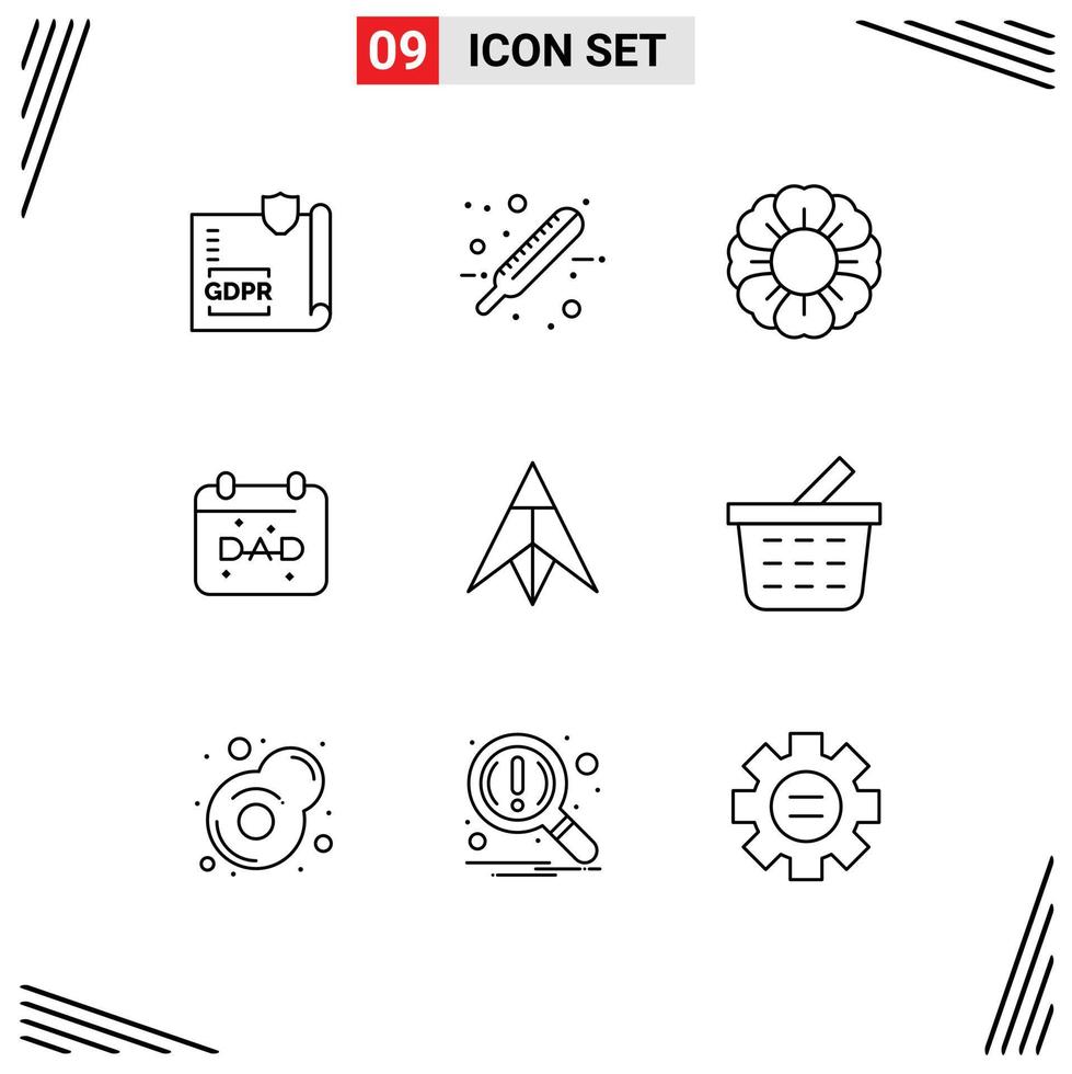 9 User Interface Outline Pack of modern Signs and Symbols of coin fathers day test father calendar Editable Vector Design Elements
