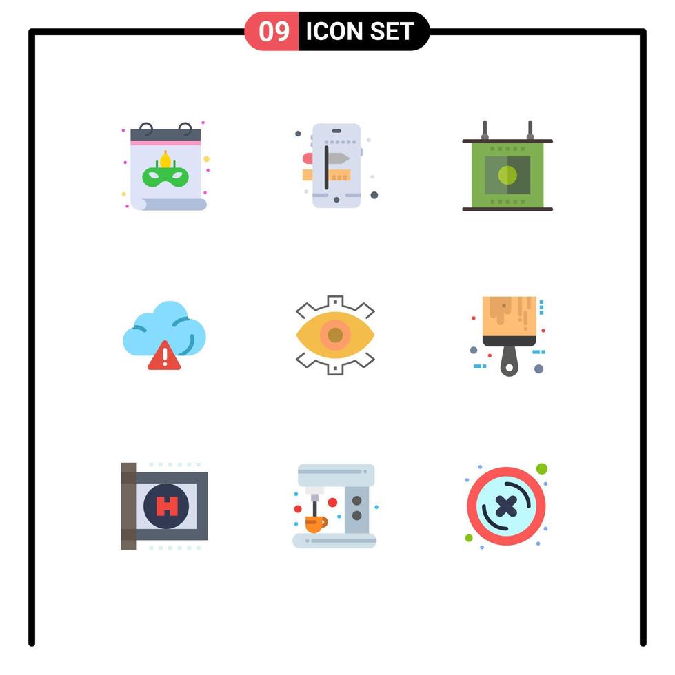Set of 9 Modern UI Icons Symbols Signs for modern business sports production eye Editable Vector Design Elements