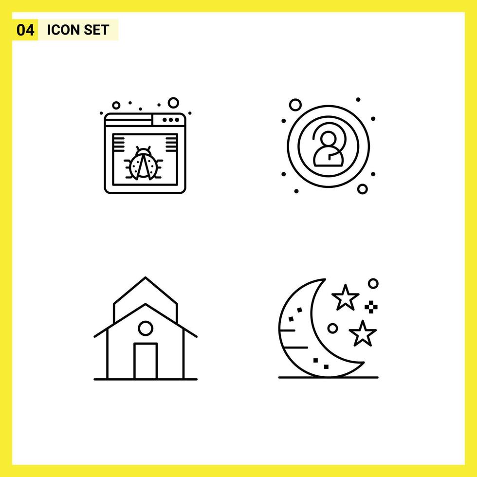 Modern Set of 4 Filledline Flat Colors and symbols such as browser house web unknown tower Editable Vector Design Elements