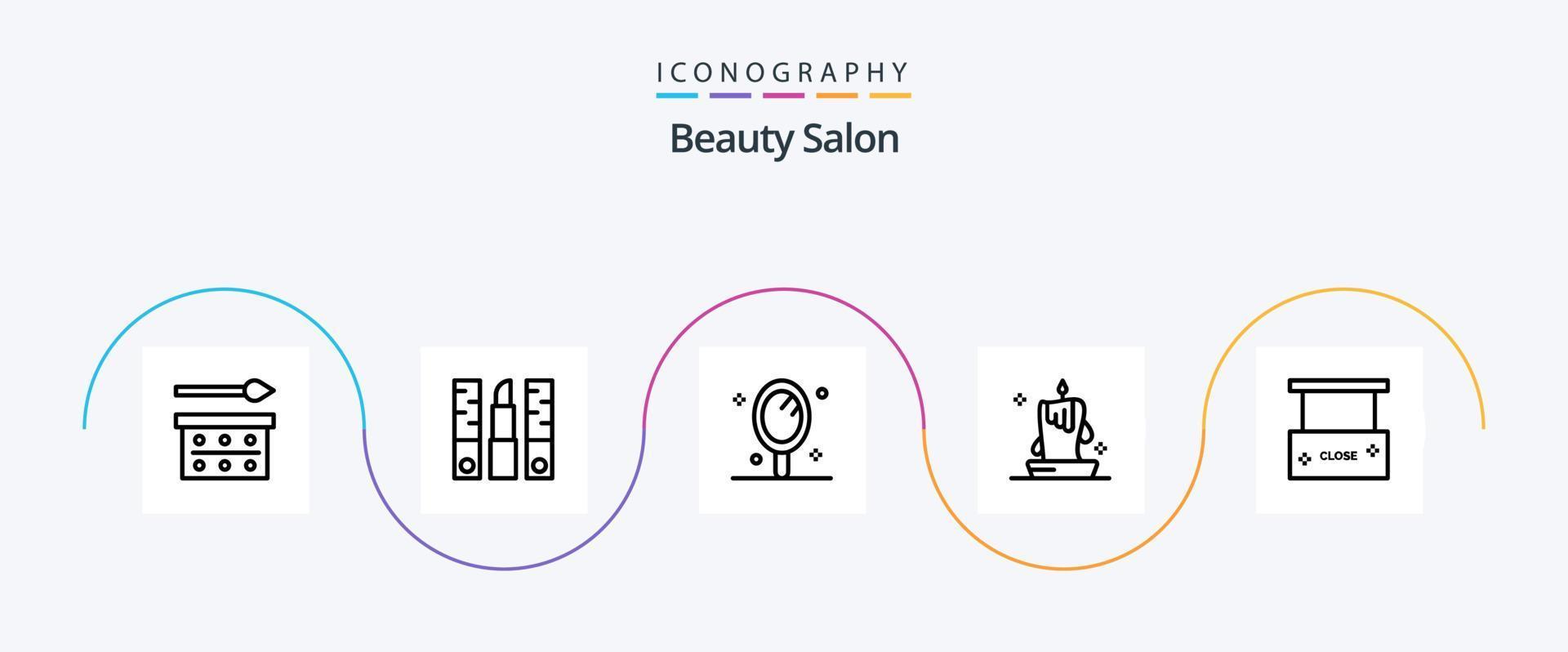 Beauty Salon Line 5 Icon Pack Including illumination. candle. lipstick. burning light. mirror vector