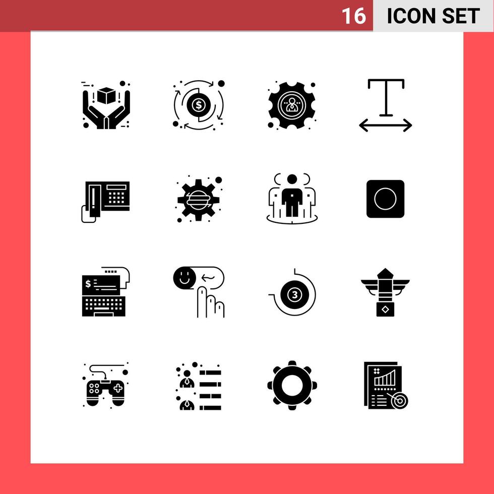 Group of 16 Modern Solid Glyphs Set for hardware phone transfer telephoe font Editable Vector Design Elements