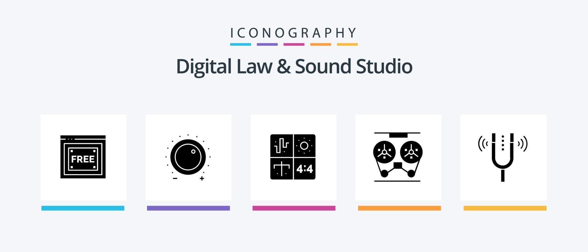 Digital Law And Sound Studio Glyph 5 Icon Pack Including recorder. player. sound. audio. engineering. Creative Icons Design vector