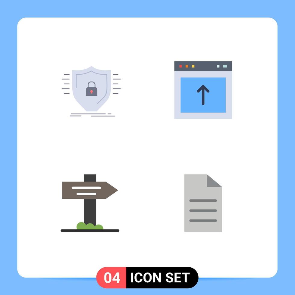 Editable Vector Line Pack of 4 Simple Flat Icons of defence direction safety browser pointer Editable Vector Design Elements
