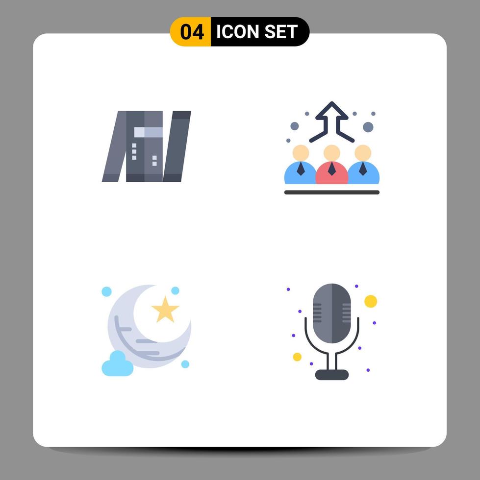 Pictogram Set of 4 Simple Flat Icons of artificial moon intelligent employee star Editable Vector Design Elements