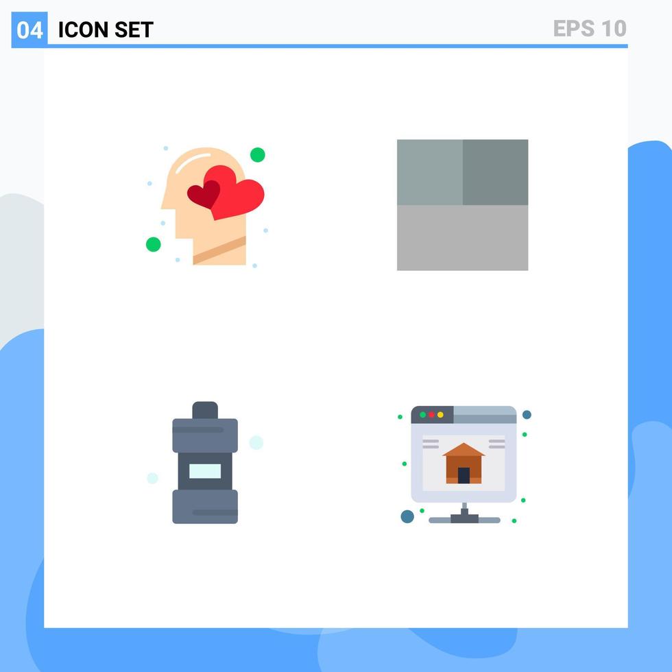 User Interface Pack of 4 Basic Flat Icons of emotions cleaning heart layout backup Editable Vector Design Elements