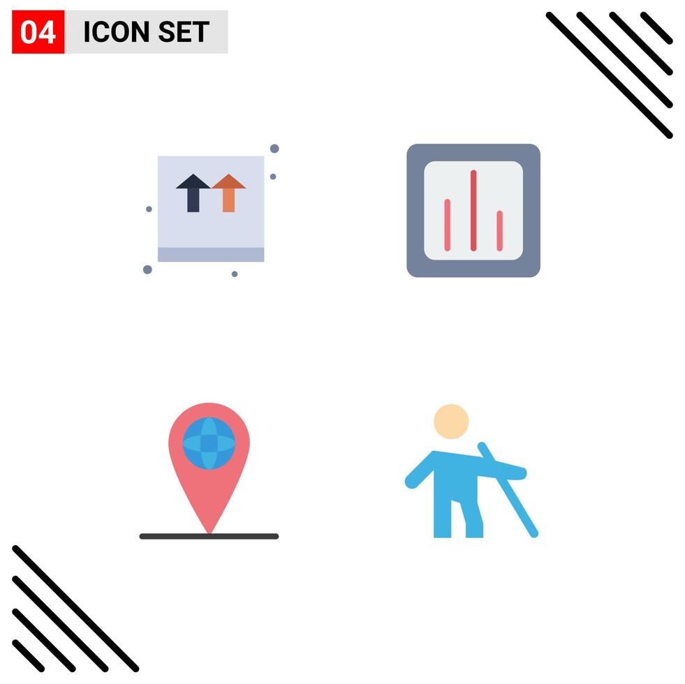 4 Thematic Vector Flat Icons and Editable Symbols of box geo shopping graph location Editable Vector Design Elements