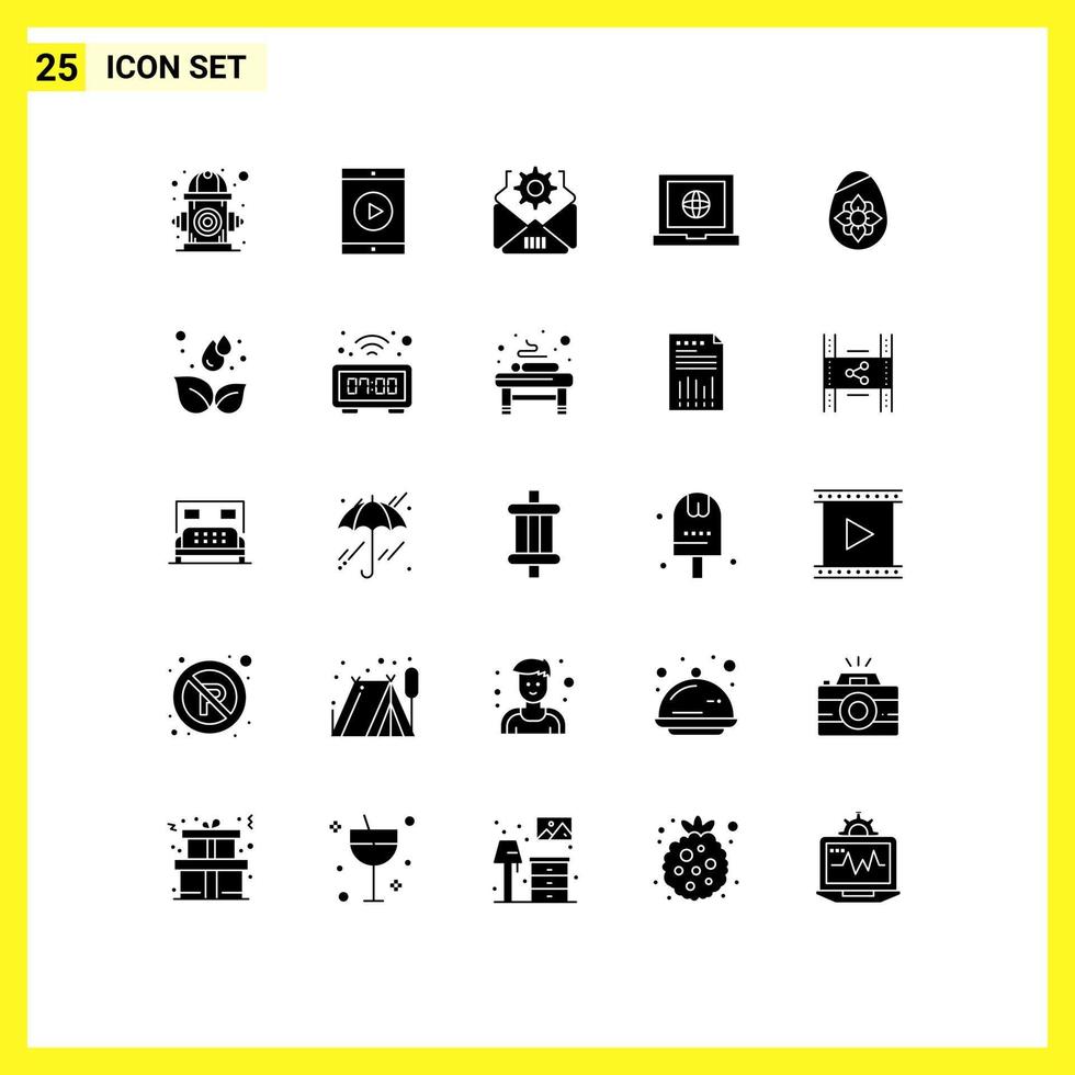 paquete de iconos de vector de stock de 25 signos y símbolos de línea para elementos de diseño de vector editables de equipo portátil de película web de pascua
