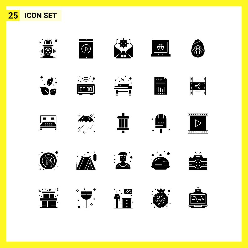 Stock Vector Icon Pack of 25 Line Signs and Symbols for easter web movie laptop gear Editable Vector Design Elements