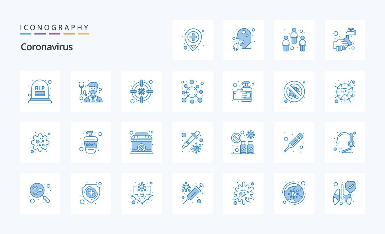25 Coronavirus Blue icon pack vector