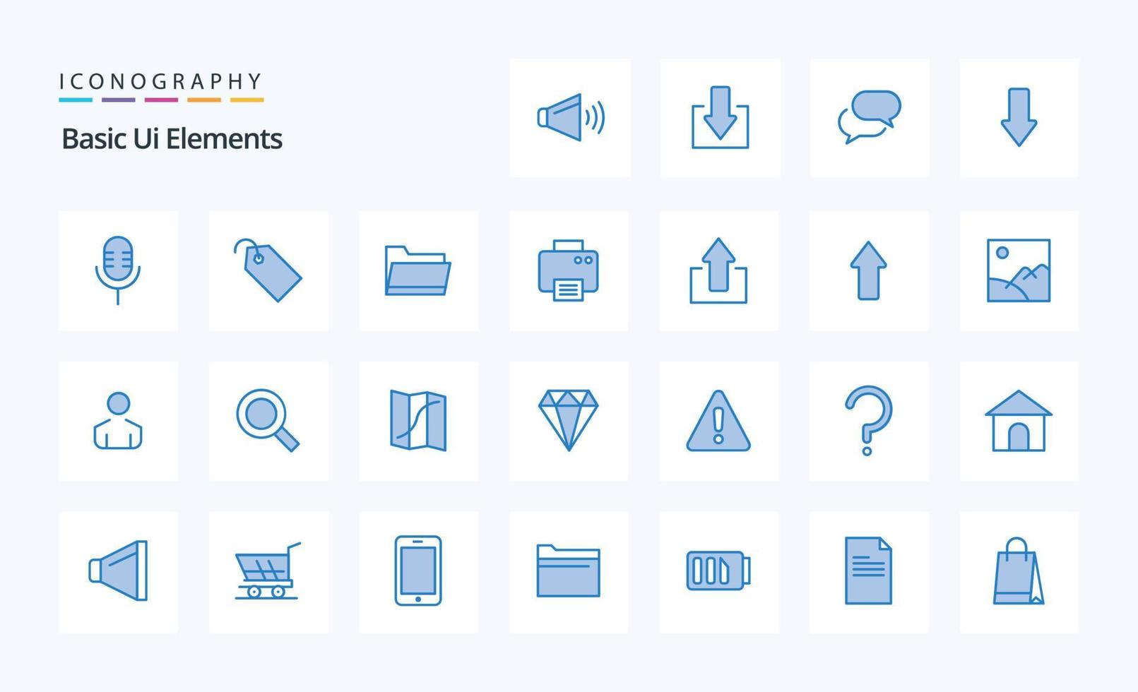 25 Basic Ui Elements Blue icon pack vector