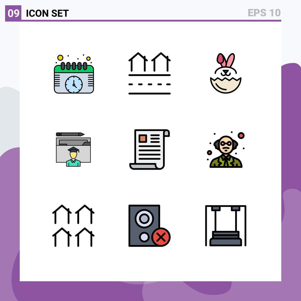 9 Universal Filledline Flat Colors Set for Web and Mobile Applications data graduation residences graduate avatar Editable Vector Design Elements