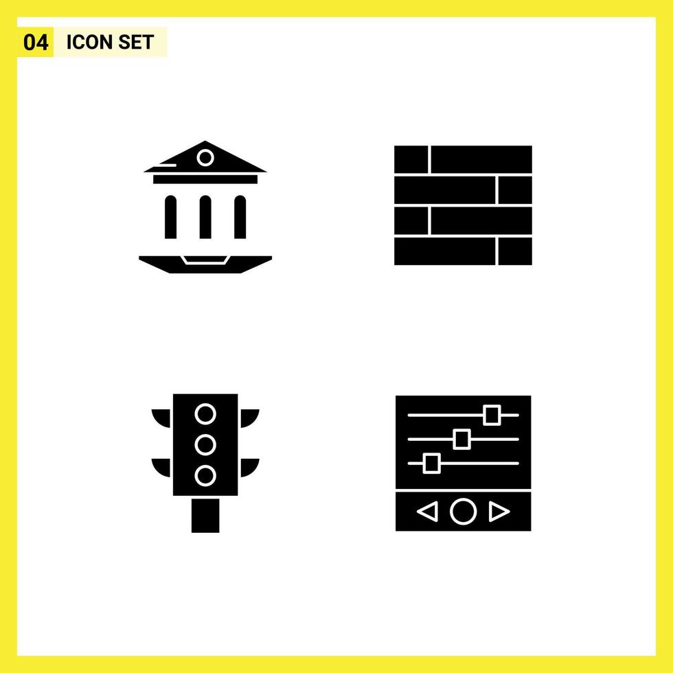 Universal Icon Symbols Group of 4 Modern Solid Glyphs of internet transport education wall music levels Editable Vector Design Elements