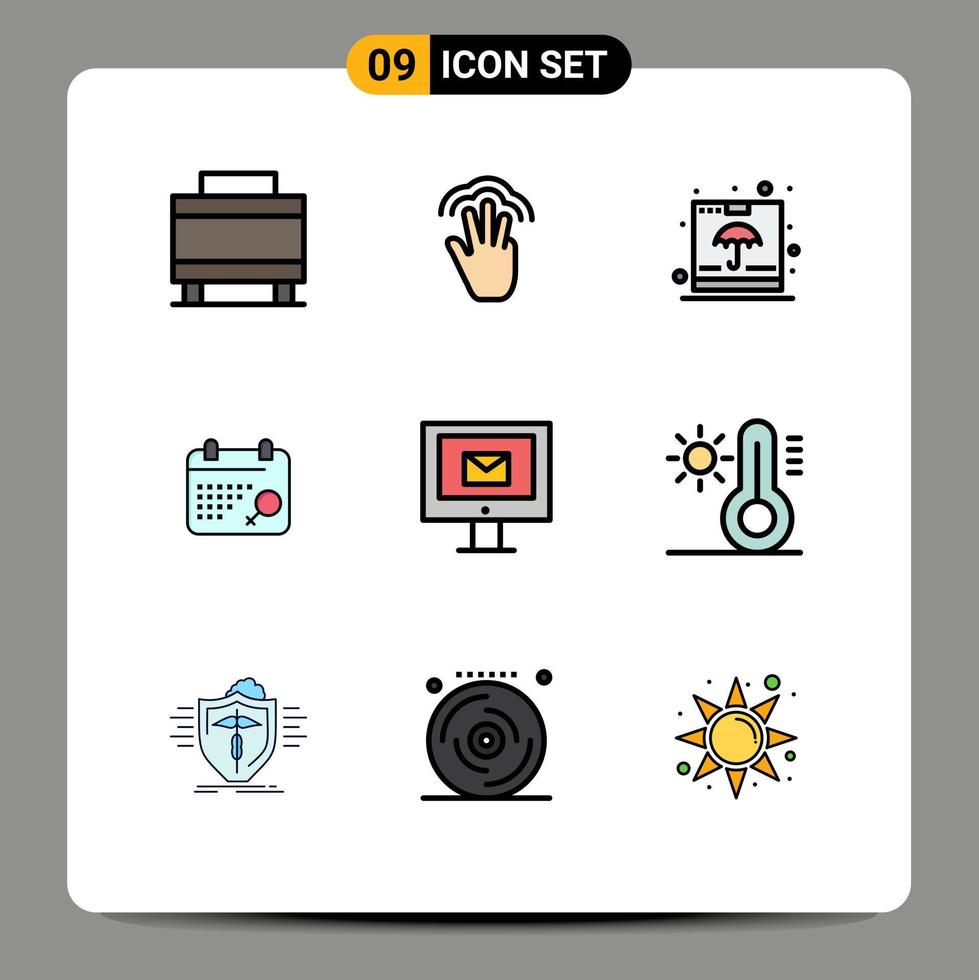 Set of 9 Modern UI Icons Symbols Signs for mail plan box symbol shipping Editable Vector Design Elements