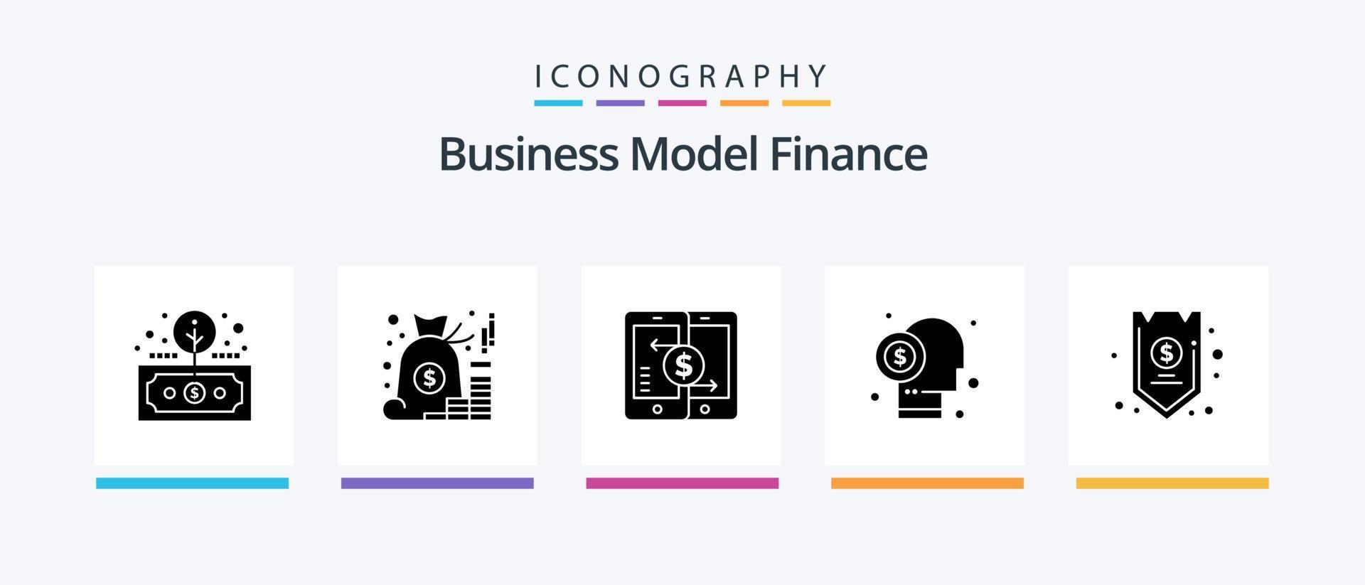 Finance Glyph 5 Icon Pack Including financier. broker. money. smartphone. payments. Creative Icons Design vector