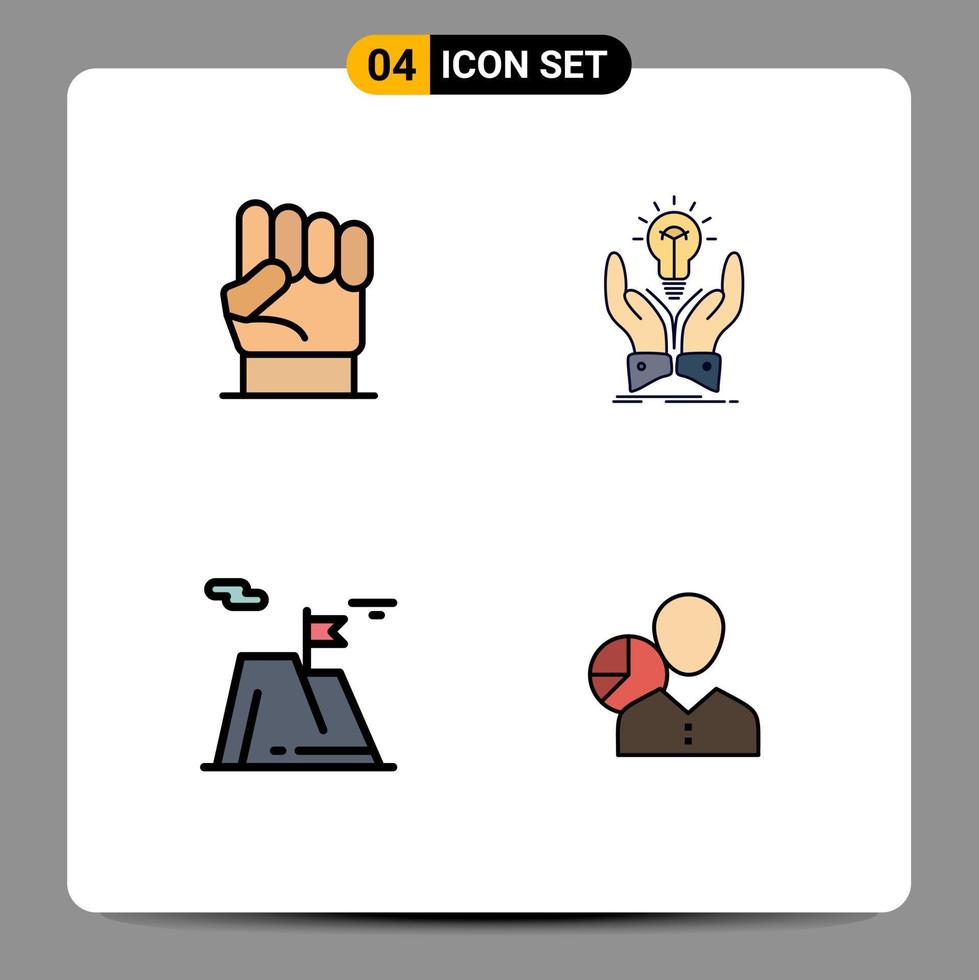 4 Creative Icons Modern Signs and Symbols of freedom hands power ideas mountain Editable Vector Design Elements