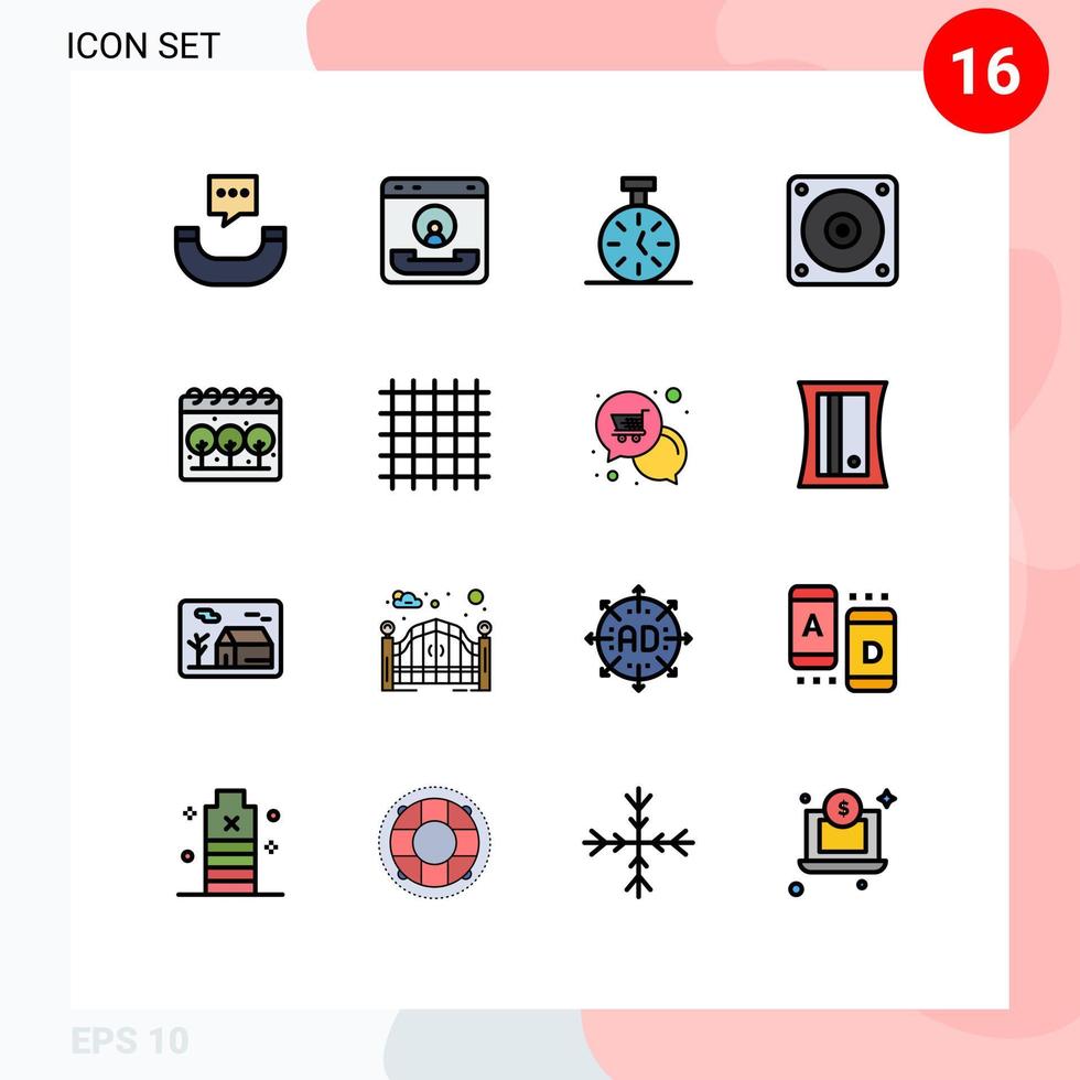 16 interfaz de usuario paquete de líneas llenas de color plano de signos y símbolos modernos de elementos de diseño de vectores creativos editables eléctricos mecánicos de cronómetro de tierra verde
