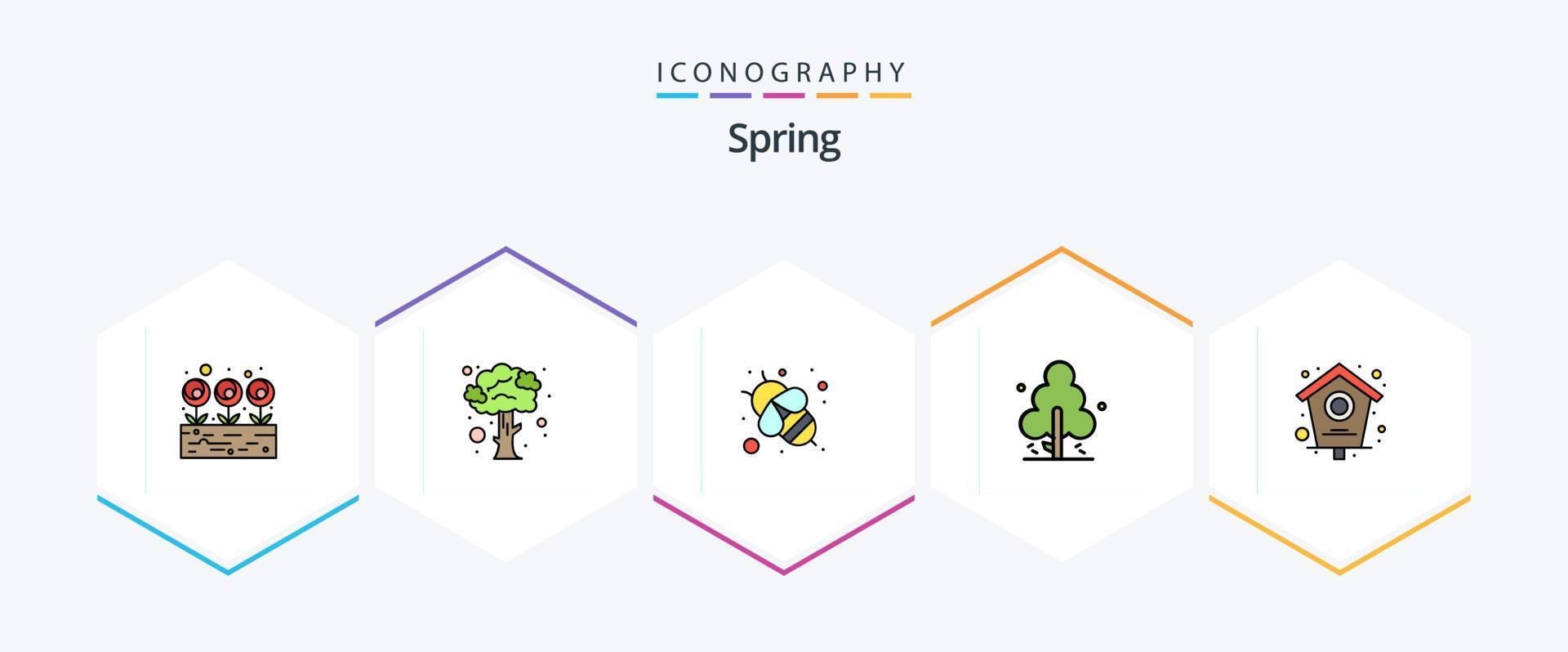 Spring 25 FilledLine icon pack including pet. bird house. fly. bird. spring vector