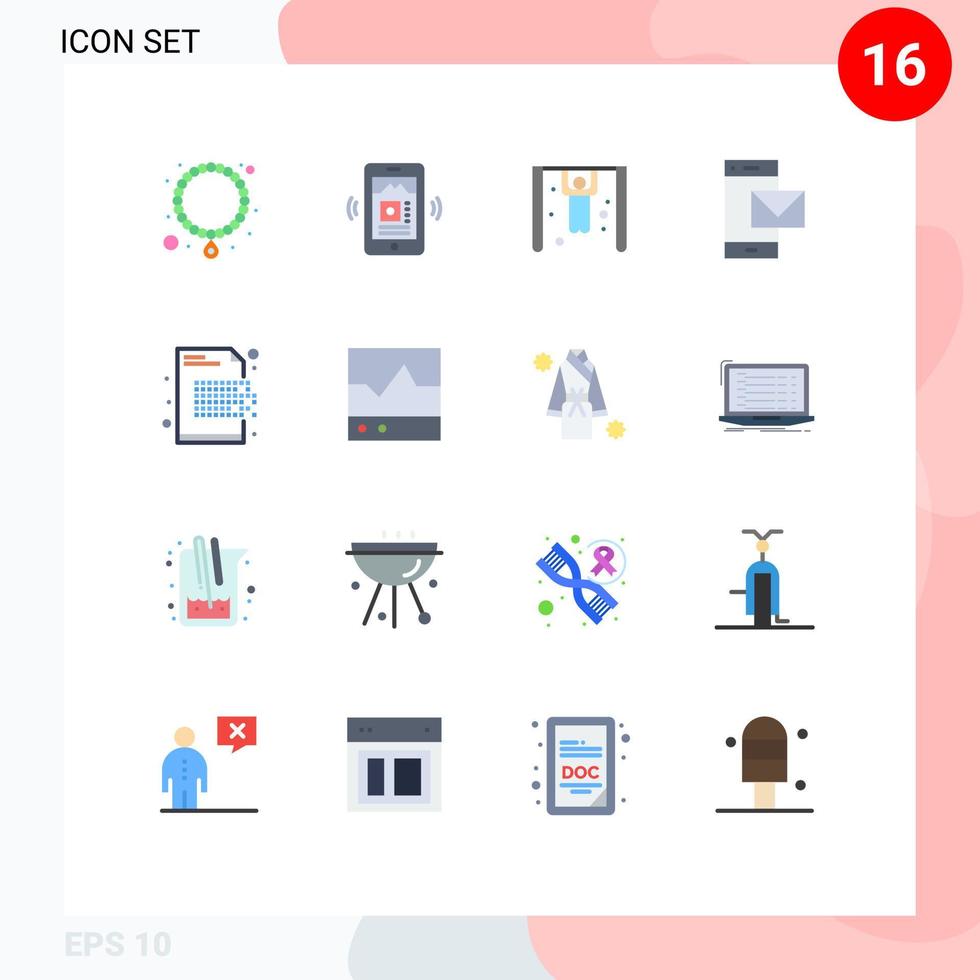 Modern Set of 16 Flat Colors Pictograph of encryption data rings graphy phone Editable Pack of Creative Vector Design Elements