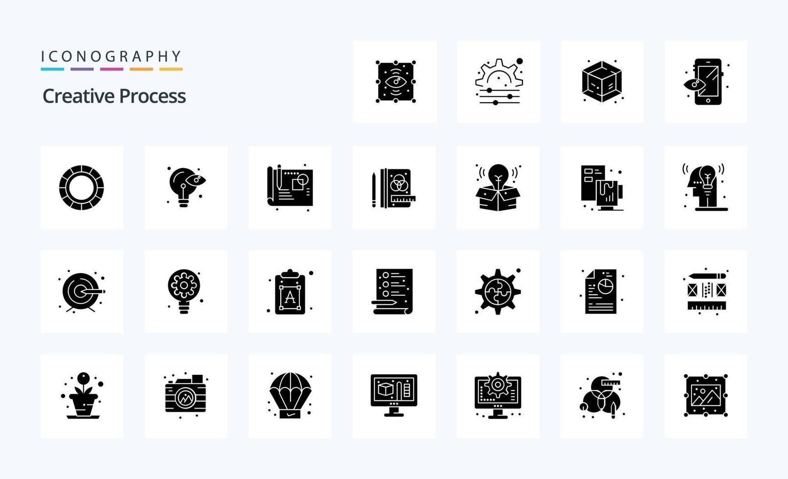25 Creative Process Solid Glyph icon pack vector