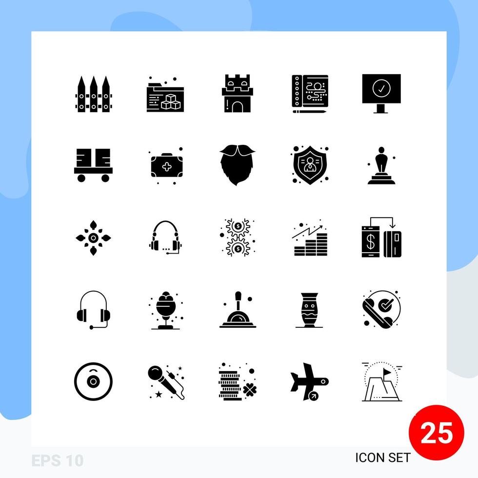 25 Creative Icons Modern Signs and Symbols of caterpillar vehicles computer holiday antivirus process Editable Vector Design Elements