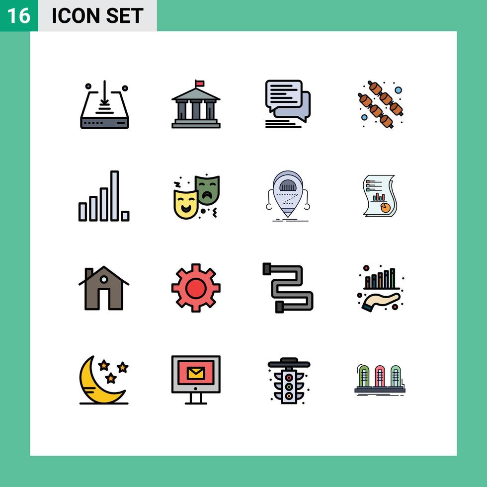 16 interfaz de usuario paquete de líneas llenas de color plano de signos y símbolos modernos de elementos de diseño de vectores creativos editables de burbuja de malvavisco de chat dulce de teléfono