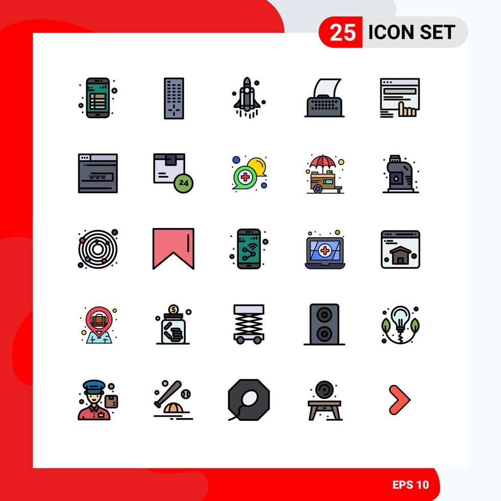 25 Creative Icons Modern Signs and Symbols of finger typewriter launch text cinema script Editable Vector Design Elements