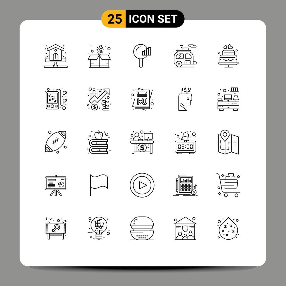 25 Line concept for Websites Mobile and Apps transport tourism package camping signal Editable Vector Design Elements