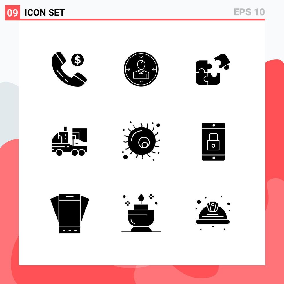 User Interface Pack of 9 Basic Solid Glyphs of biology success resources piece jigsaw Editable Vector Design Elements
