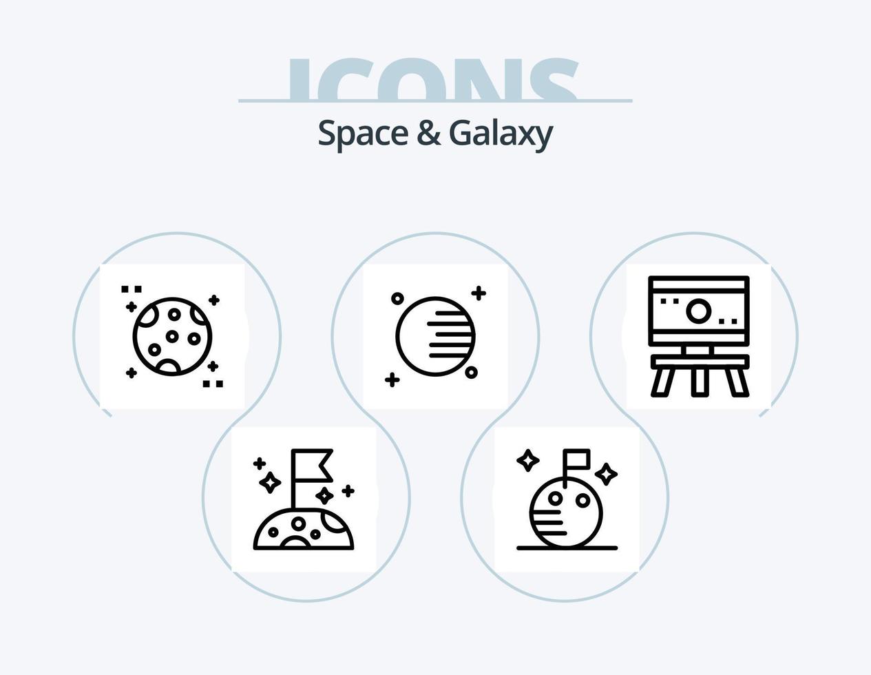 Space And Galaxy Line Icon Pack 5 Icon Design. science. alien. space. space. astronaut vector