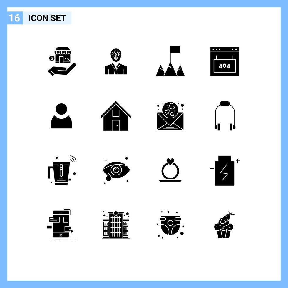 Stock Vector Icon Pack of 16 Line Signs and Symbols for user seo growth page error Editable Vector Design Elements