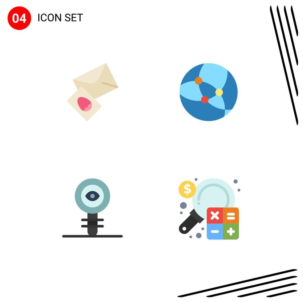 Modern Set of 4 Flat Icons and symbols such as massege chemistry easter web molecule Editable Vector Design Elements