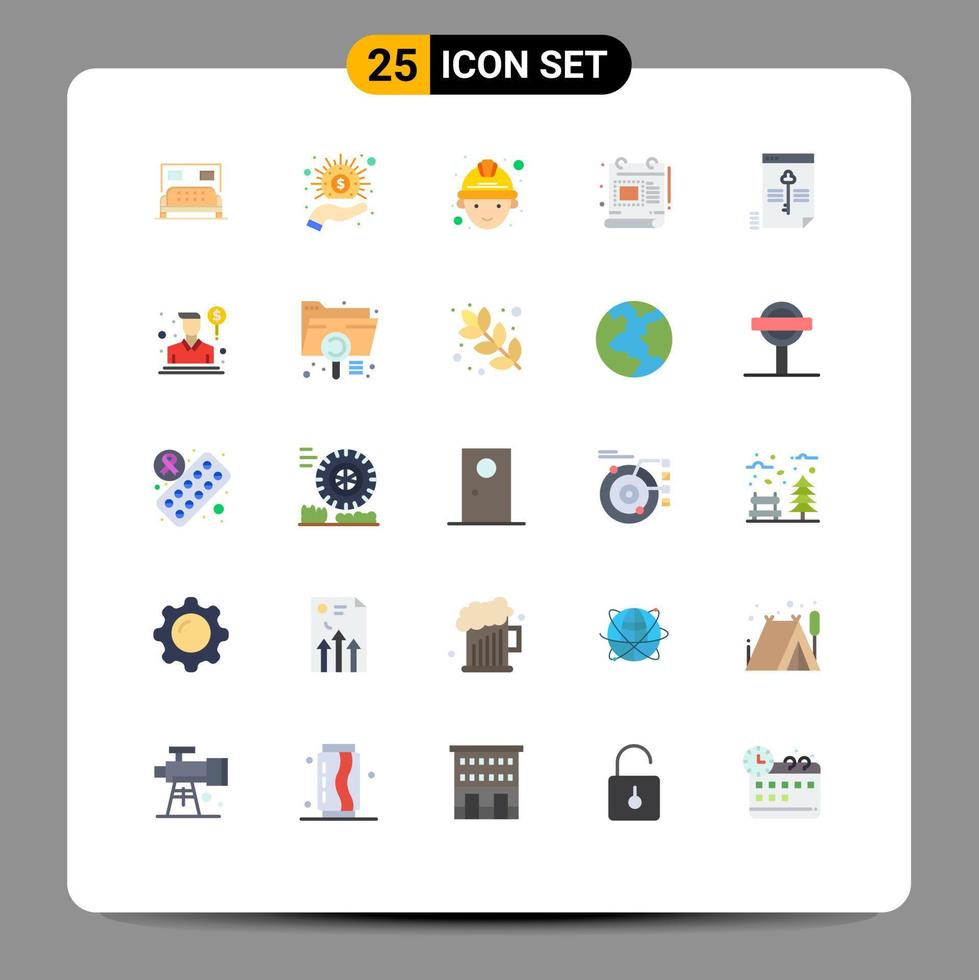 Flat Color Pack of 25 Universal Symbols of lock file labour scale design Editable Vector Design Elements