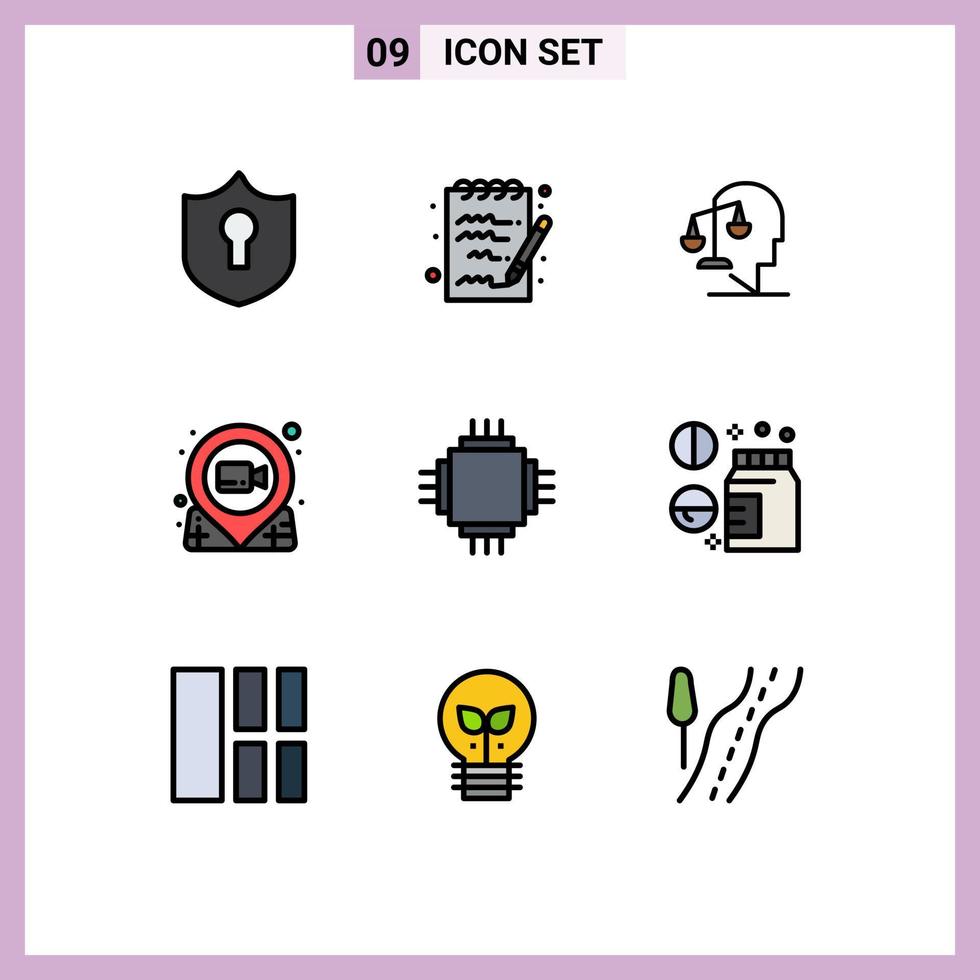 Stock Vector Icon Pack of 9 Line Signs and Symbols for devices pushpin human pin location Editable Vector Design Elements