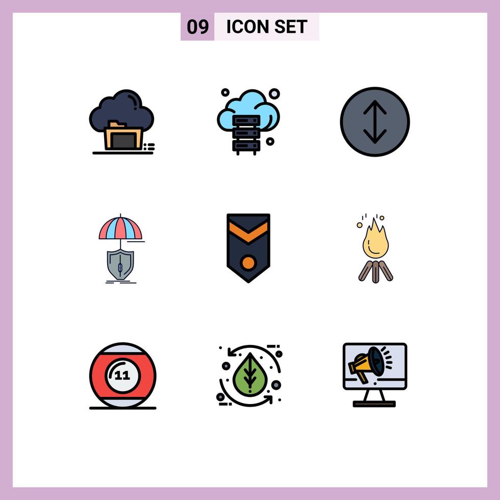 9 Creative Icons Modern Signs and Symbols of military shield technology digital protection Editable Vector Design Elements