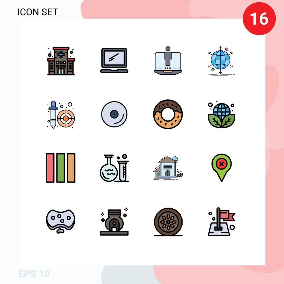 Set of 16 Modern UI Icons Symbols Signs for web net laptop international service Editable Creative Vector Design Elements