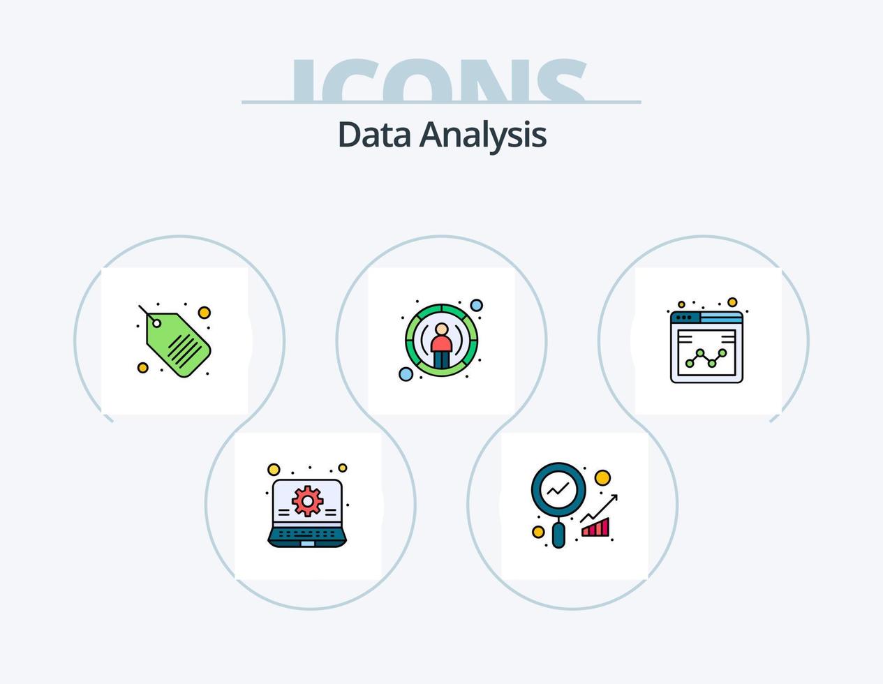 línea de análisis de datos llena de icono paquete 5 diseño de iconos. grafico. seguridad de datos. negocio. cerrar. datos vector