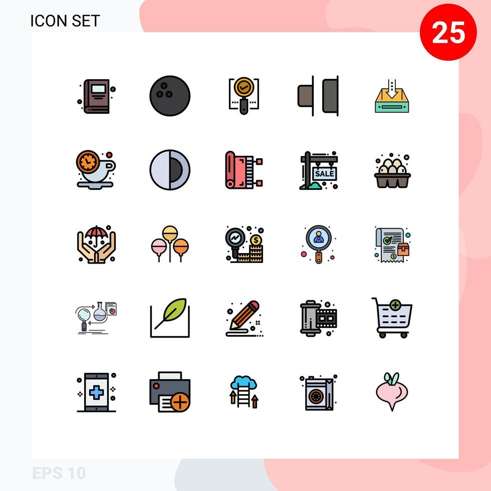 Stock Vector Icon Pack of 25 Line Signs and Symbols for empty cabinet ok box right Editable Vector Design Elements