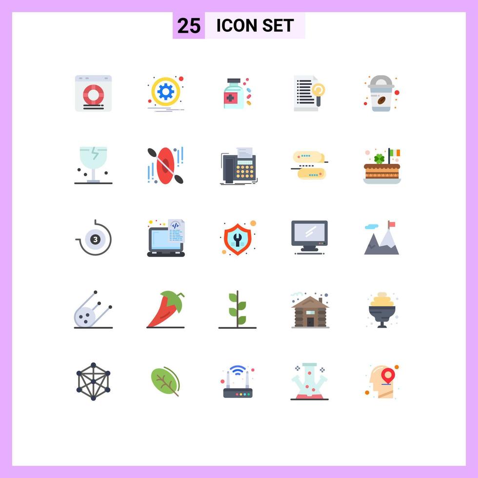 Pictogram Set of 25 Simple Flat Colors of coffee search setting file tablet Editable Vector Design Elements