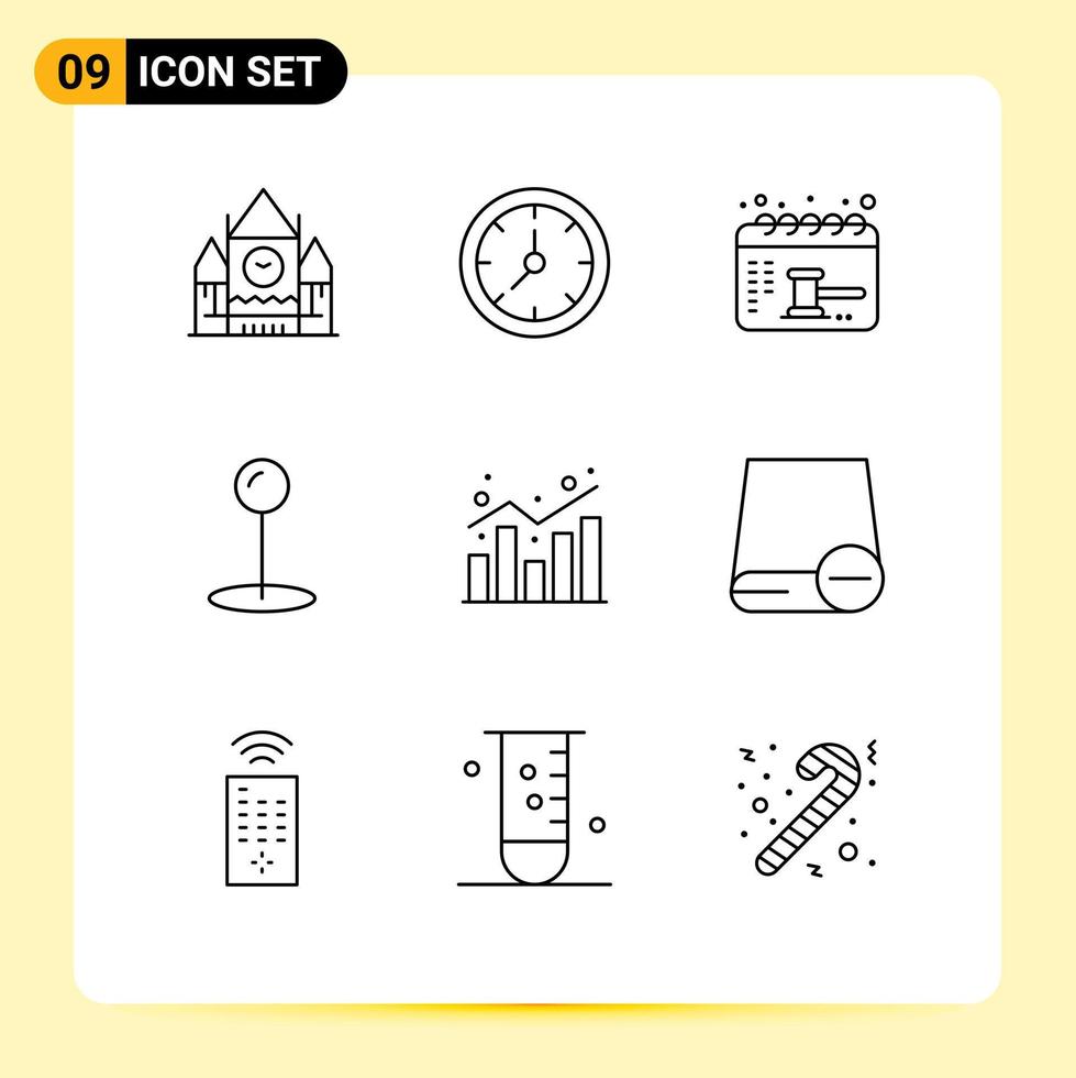 9 Creative Icons Modern Signs and Symbols of shopping chart appointment analytics maps Editable Vector Design Elements