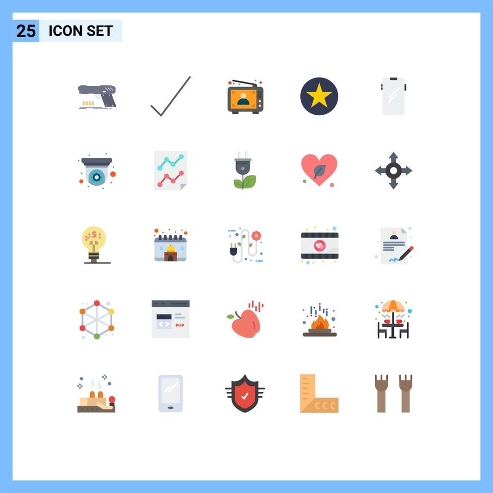 Modern Set of 25 Flat Colors Pictograph of star decoration ad circle marketing Editable Vector Design Elements