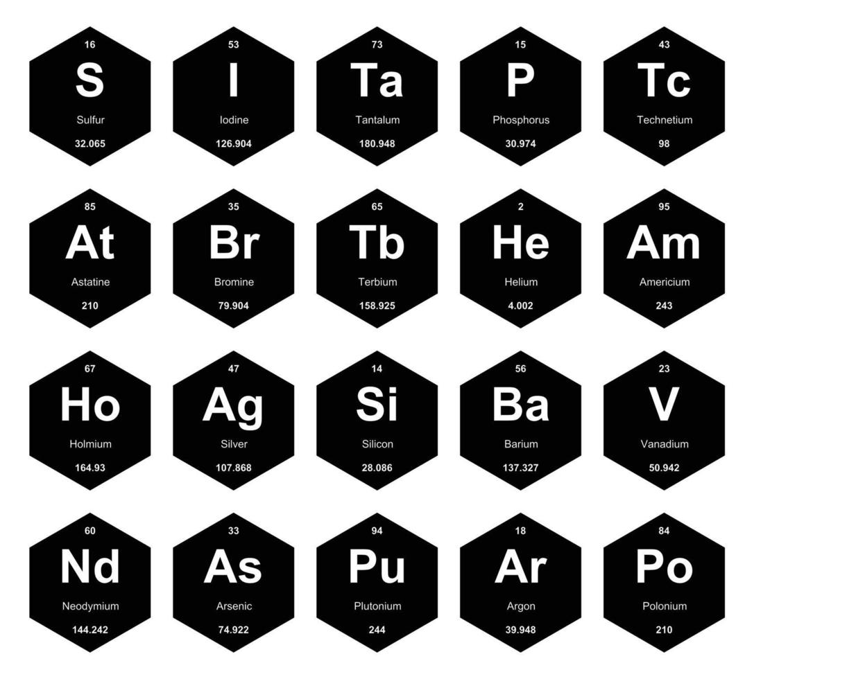 20 Preiodic table of the elements Icon Pack Design vector