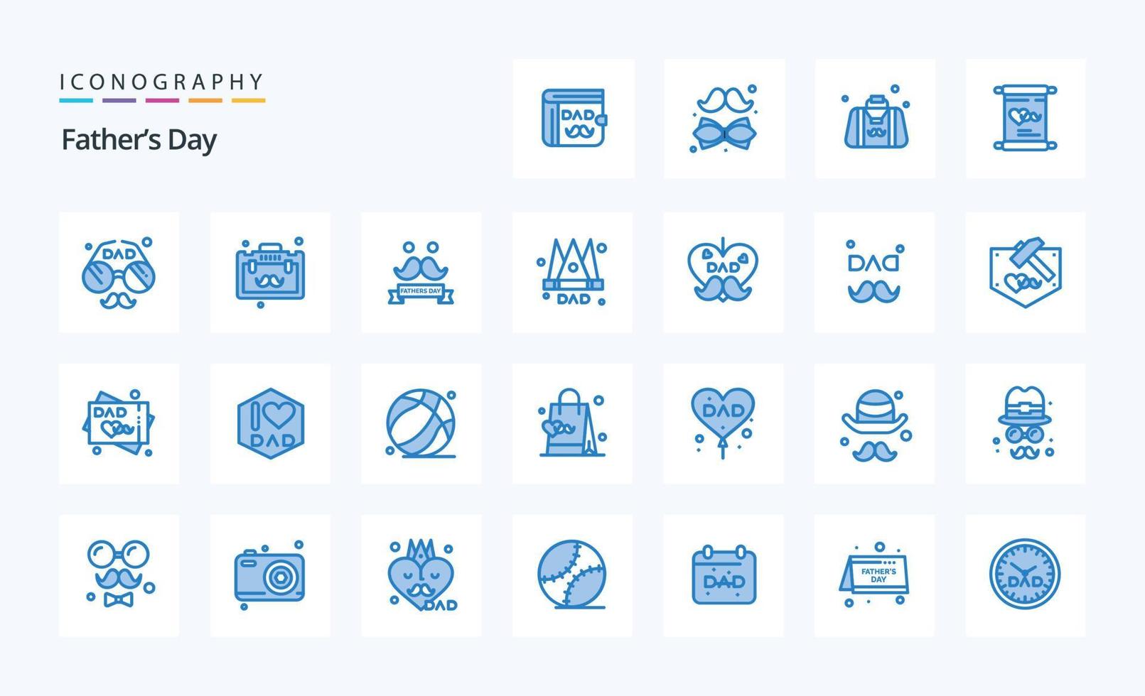 25 Fathers Day Blue icon pack vector