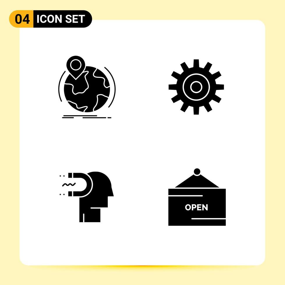 Thematic Vector Solid Glyphs and Editable Symbols of location power of influence pin setting human Editable Vector Design Elements
