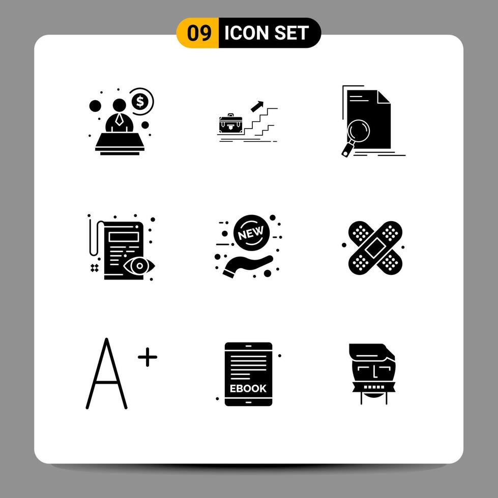 Universal Icon Symbols Group of 9 Modern Solid Glyphs of pencil document personal page file Editable Vector Design Elements