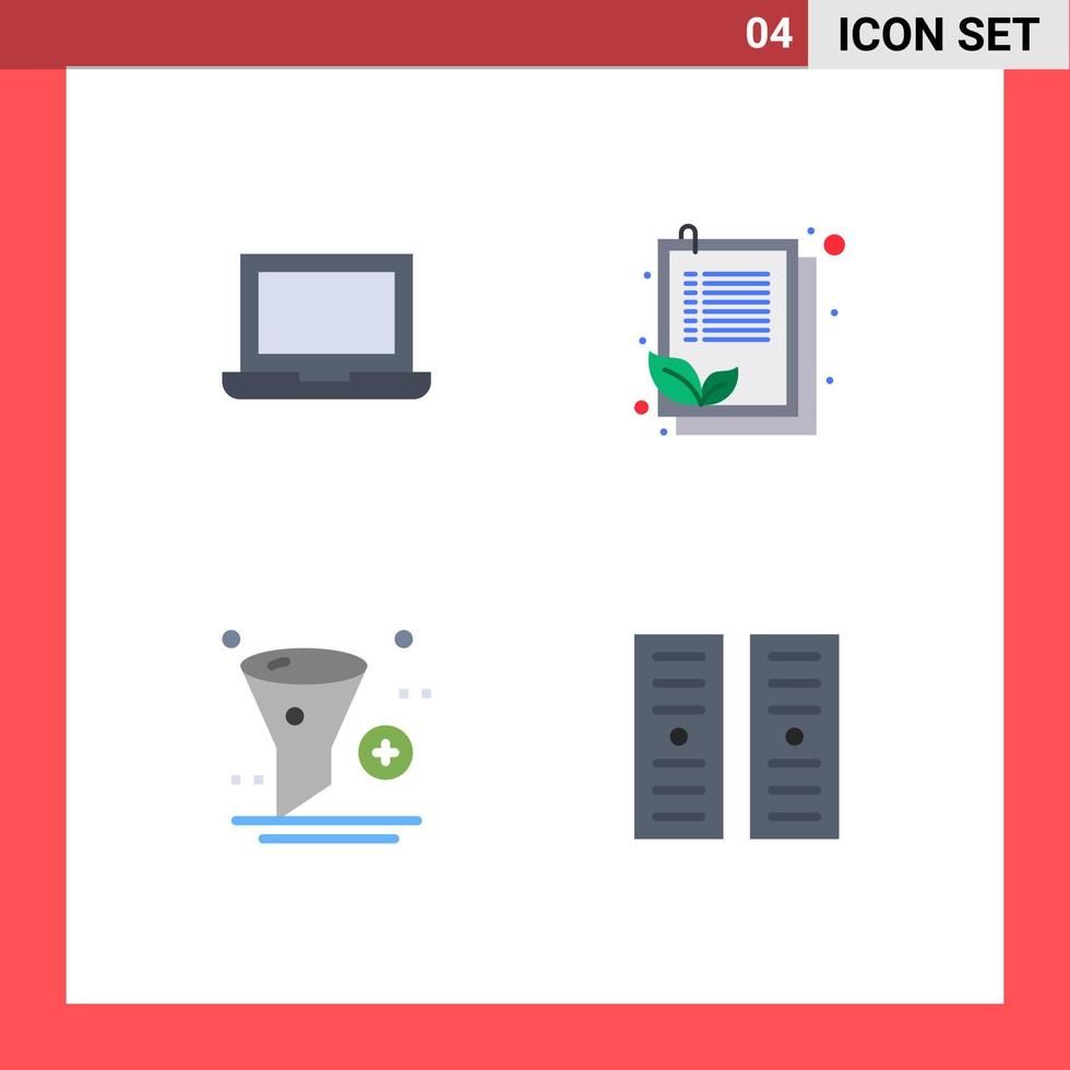 Pack of 4 creative Flat Icons of device application check list leaf filter Editable Vector Design Elements