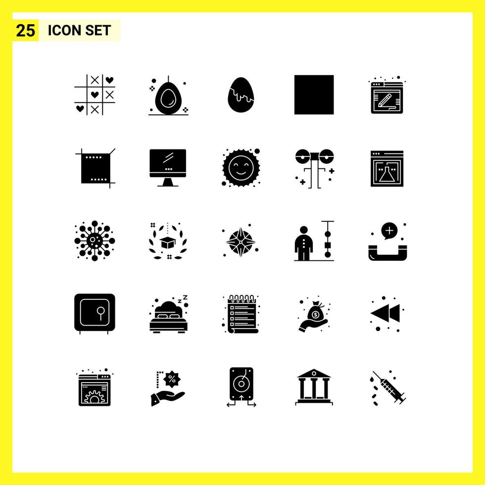Modern Set of 25 Solid Glyphs and symbols such as crop feedback easter comment view Editable Vector Design Elements