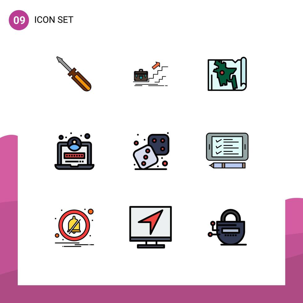 Pictogram Set of 9 Simple Filledline Flat Colors of web bangla leader world bangladesh Editable Vector Design Elements